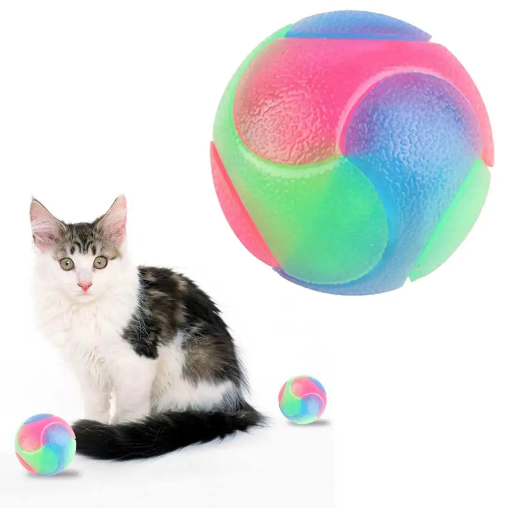 Резиновая игрушка для собак, устойчивая к укусам, светящийся эластичный шар для собак, прочный мигающий молярный интерактивный шар для домашних животных, резиновая жевательная игрушка для кошек