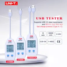 USB Tester UNI-T UT658A/C/DUAL Voltage and Current Monitors Volt Ampere Digital Product Charger Capacity Meter with Data Storage