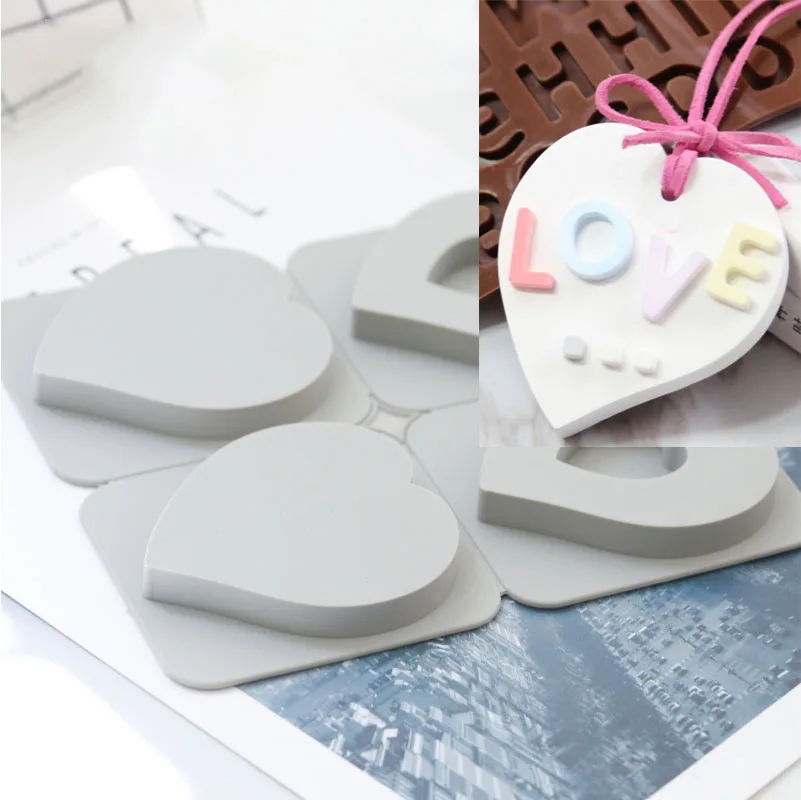 

Love Heart Shaped Aromatherapy Wax Silicon Mould Car Pendant Leaf DIY Gypsum Plaster Silicone Molds