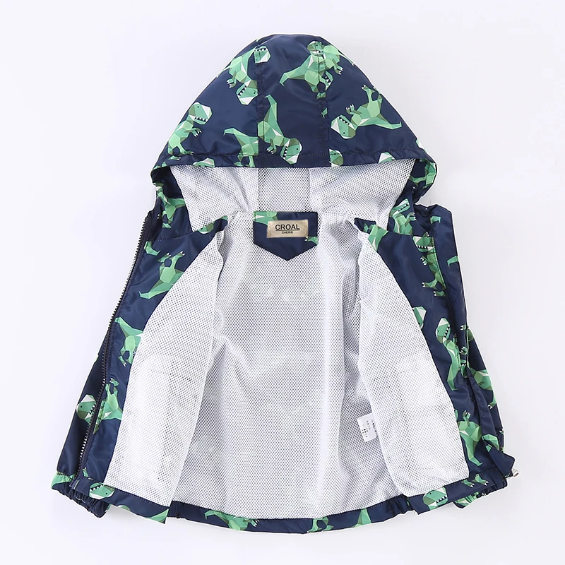 CROAL CHERIE 90-130cm Dinosaur Printing Kids Boys Jacket Navy Windproof Spring Autumn Outerwear & Coats Children Clothes (9)