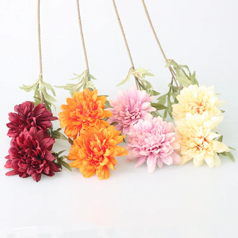 Flone Artificial Dahlias Flower Simulation Silk Chrysanthemum Flowers Bouquet Artificial Plants Wedding Home Table Party Decor (4)