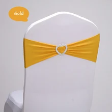 50 шт. золотые спандексовые свадебные чехлы на стулья пояса с пряжки в форме сердца фиолетовый красный синий розовый стул пояса эластичная повязка на стул для дня рождения