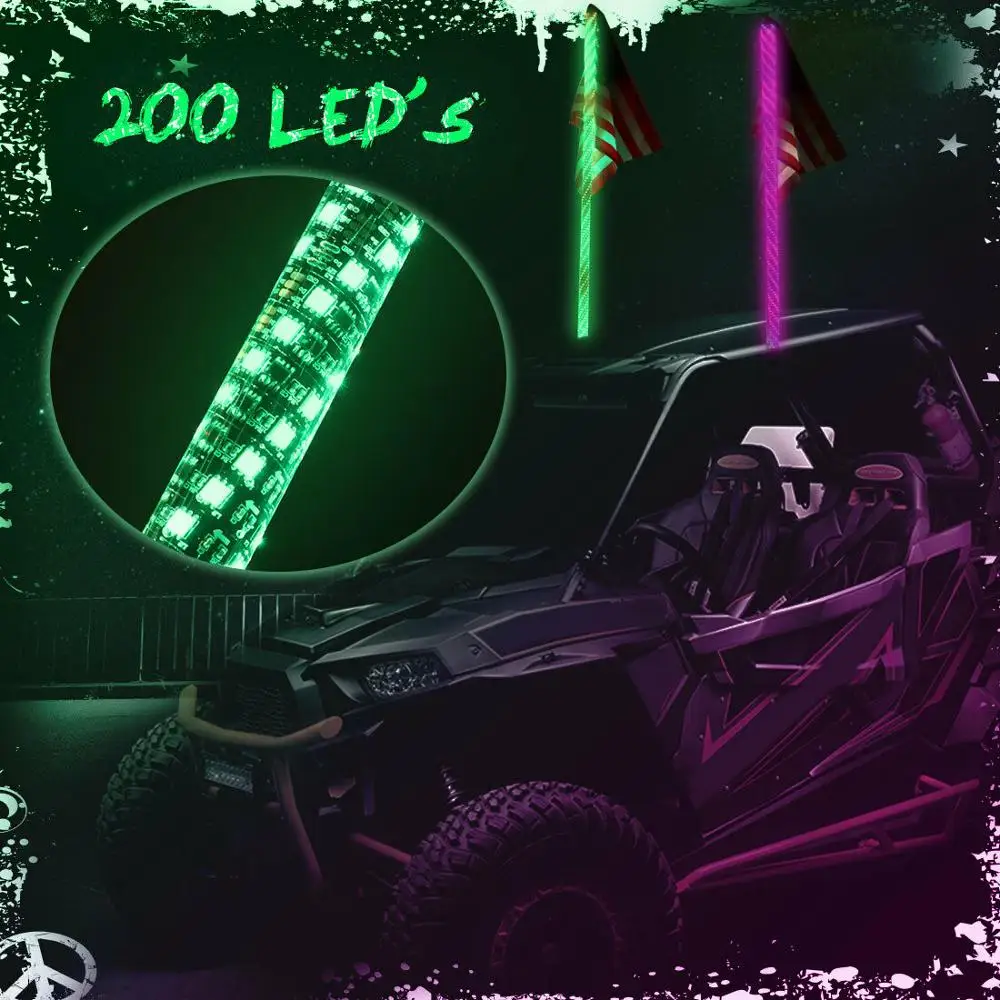 

Twisted Whip 5" LED Whip Light Kit For 4x4 UTV ATV For Can-Am For Polaris RZR 1000 TR819