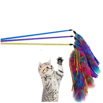 

SUPREPET Pheasant Feather Cat Teaser Cat Charmer Wand with Feather and Bell Funny Cat and Other Small Pets Play Supplies