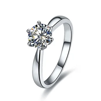 

Genuine 14K White Gold 2CT Solitaire Moissanite Diamond Ring For Female Permanent Quality Test Positive With Certificate