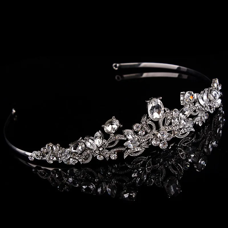 925 sterling silver vintage tiara for women wedding hair accessories for bride luxury Austrian crystal crown gold plated fashion jewelry gifts HF005 (2)