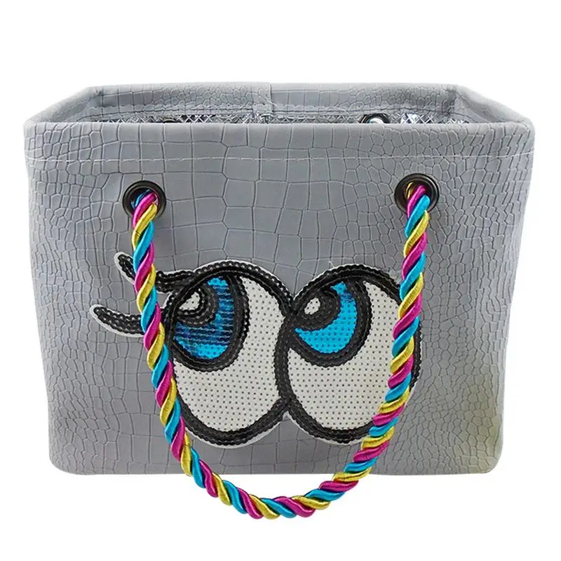 С принтом большие глаза Водонепроницаемый PU корзина для ванной Большой Ёмкость сумка для хранения корзина для ванной Большой функциональный Контейнер сумка сумки дорожные сумки - Цвет: Light Grey