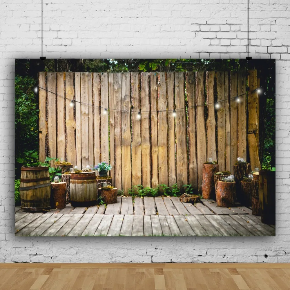 Photo Backdrops Retro Garland With Luminous Bulbs Decor Pots With Flowers Candle Stage Photographic Backdrops For Photo Studio