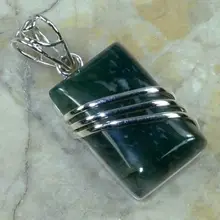 Подвеска ручной работы из натурального Мохового агата, серебро 925 пробы, 47 мм, 7,5 г, подарочная коробка