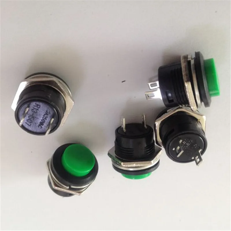 

5pcs YT110 3A250VAC 16 mm Green Automatic reset button switch button switch , no lock switch R13-507
