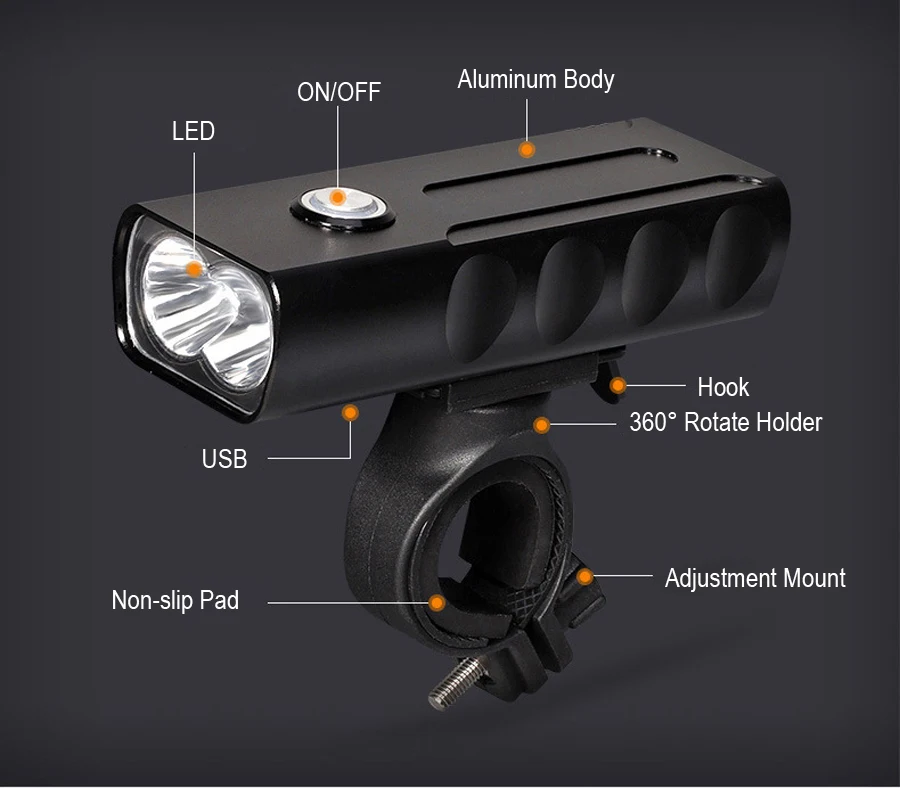 Best NEWBOLER 2400 Lumen 3 LED Bicycle Light 5200mah L2/T6 Flashlight USB Charge Lamp Bike Front Light Set 2 Holder Mount Accessories 3