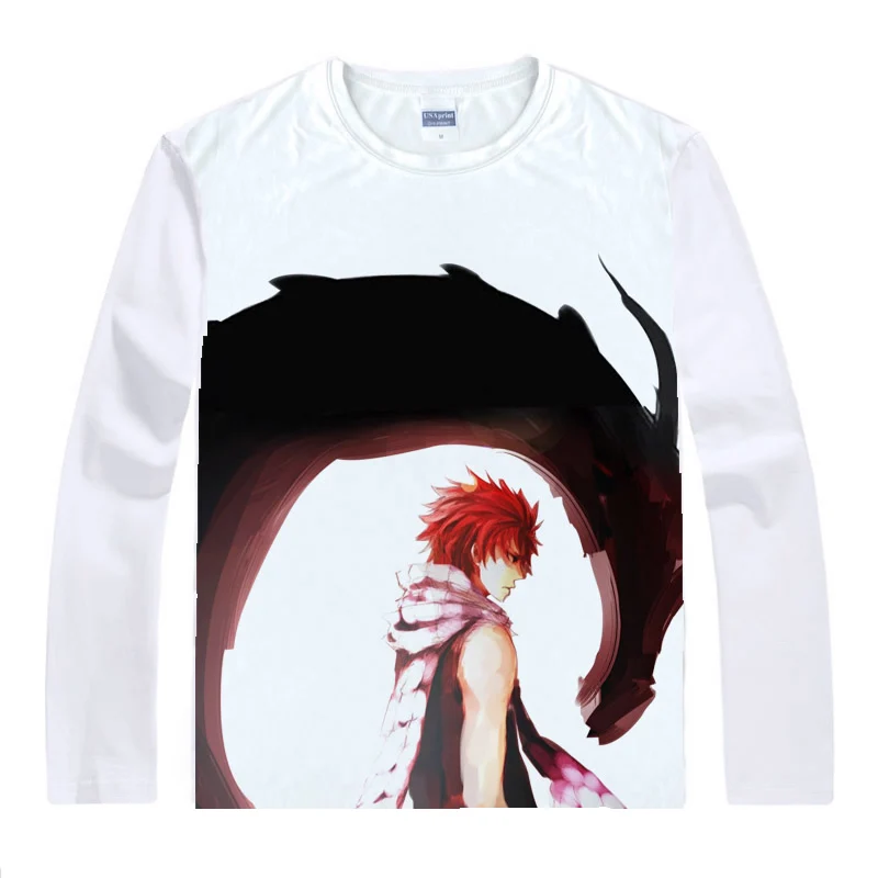Аниме рубашка Coolprint футболки с хвостом феи мульти стиль длинным рукавом Natsu Dragneel