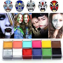 1 Set 12 Colors Flash Tattoo Face Body Paint Oil Painting Art Halloween Party Fancy Dress
