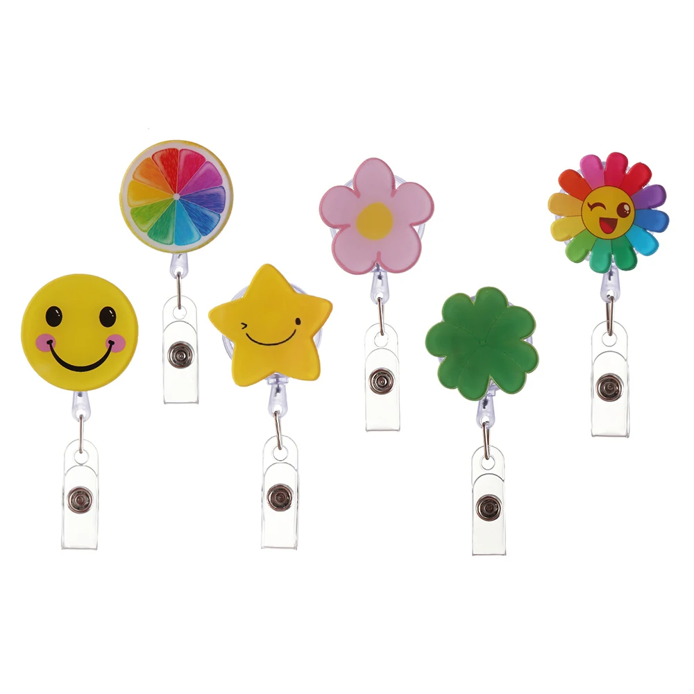 

1pc Cute Cartoon Mini Retractable Badge Reel Pull Key ID Name Card Badge Holder Buckle Name Tag Card Holders New in Fashion