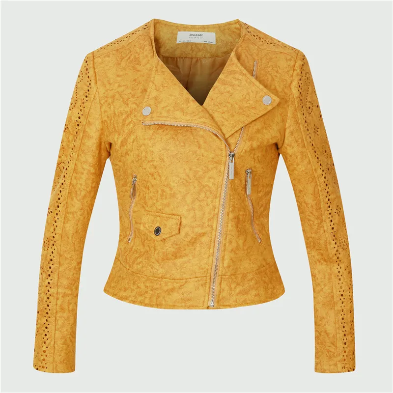 Женская замшевая кожаная куртка и пальто, jaqueta de couro, мотоциклетная куртка, байкерская куртка-бомбер, кофейный, серый, желтый, розовый, зауженный крой, Прямая поставка