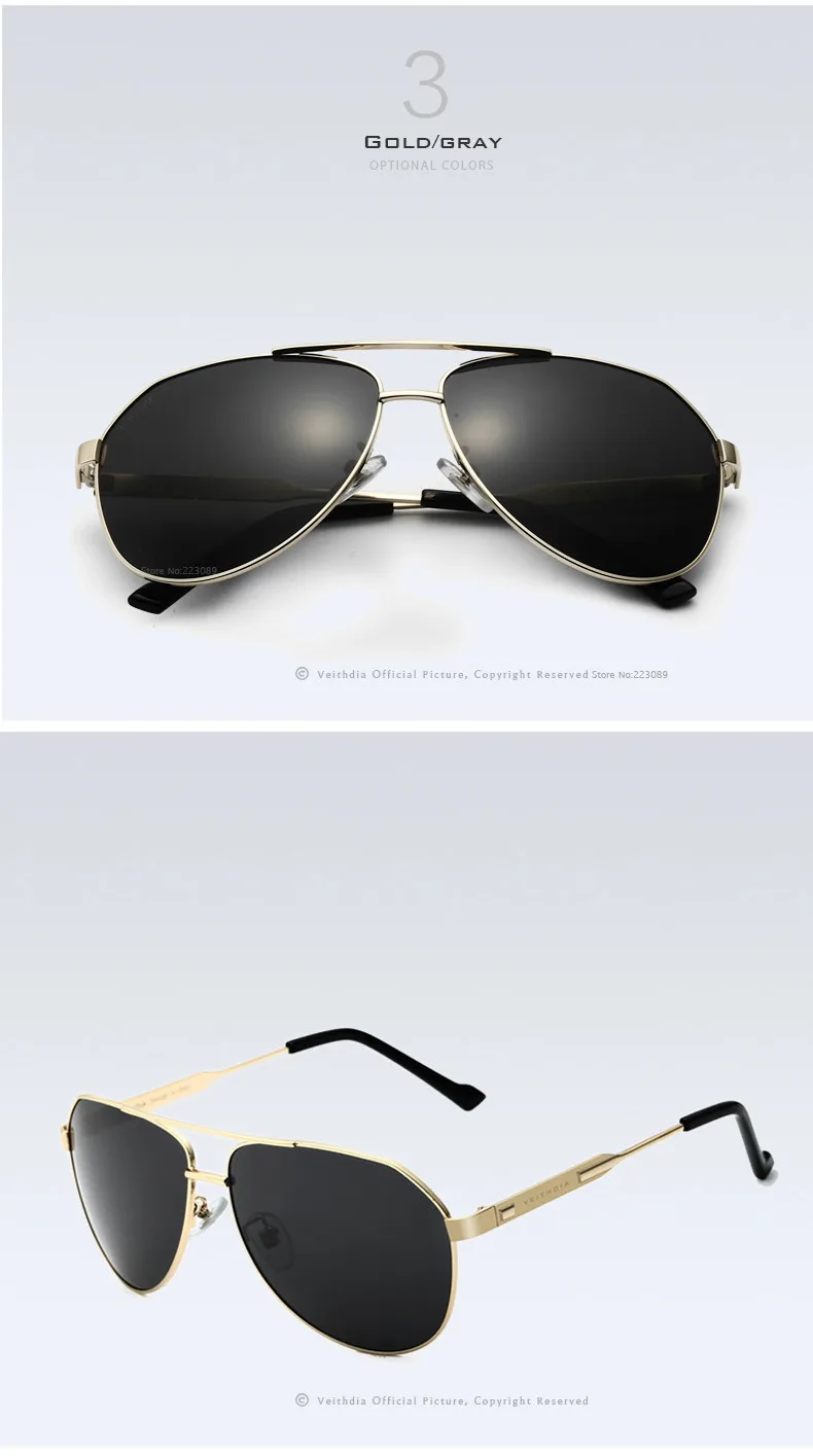 Мужские солнцезащитные очки VEITHDIA, большие брендовые дизайнерские очки с поляризационными зеркальными стеклами для мужчин и женщин, модель 3562