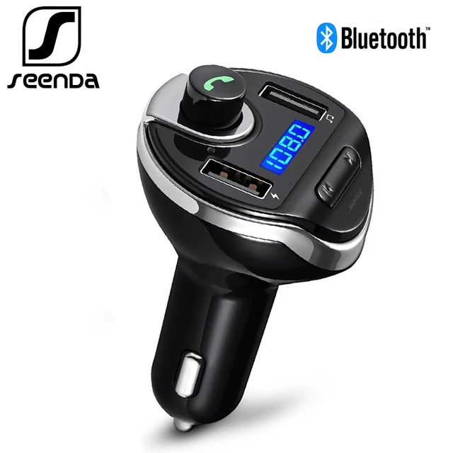 Cheap SeenDa 30W Dual USB Car Charger Bluetooth Car FM Transmitter Wireless Mobile Phone Car-Charger for Samsung iPhone Xiaomi Adapter