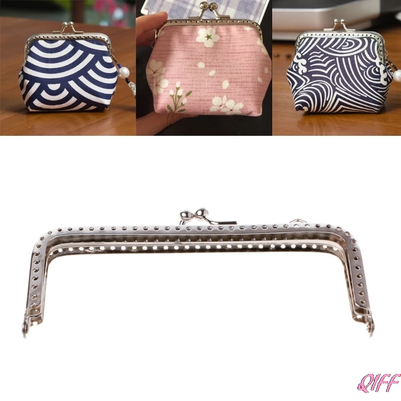 

1pc Sew Holes Purse Handbag Handle Metal Coins Bag Kiss Clasp Frame 12cm
