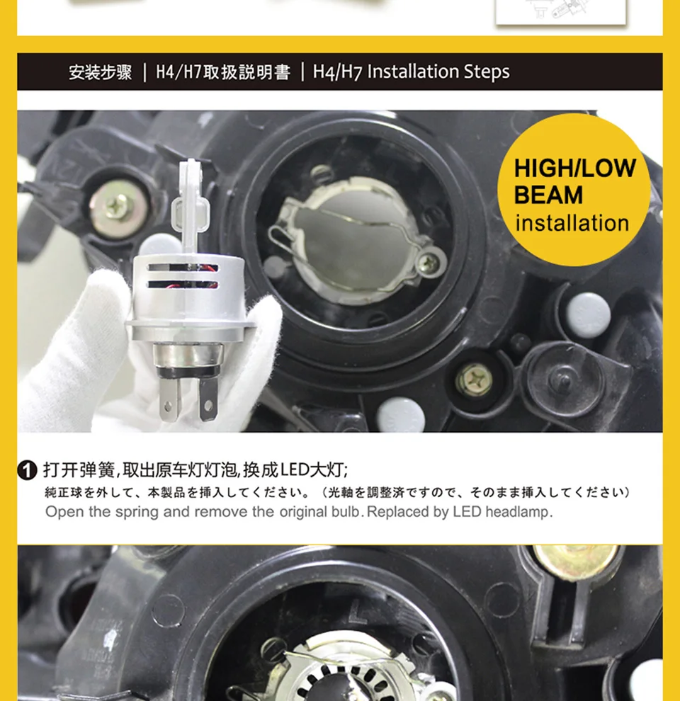 LED Car Lights H1 H4 H7 H11 9005 9006 Auto Headlamp Bulbs 12V 24V Cars Headlights 80W CREE LED Chips 6000K White Lamp (17)