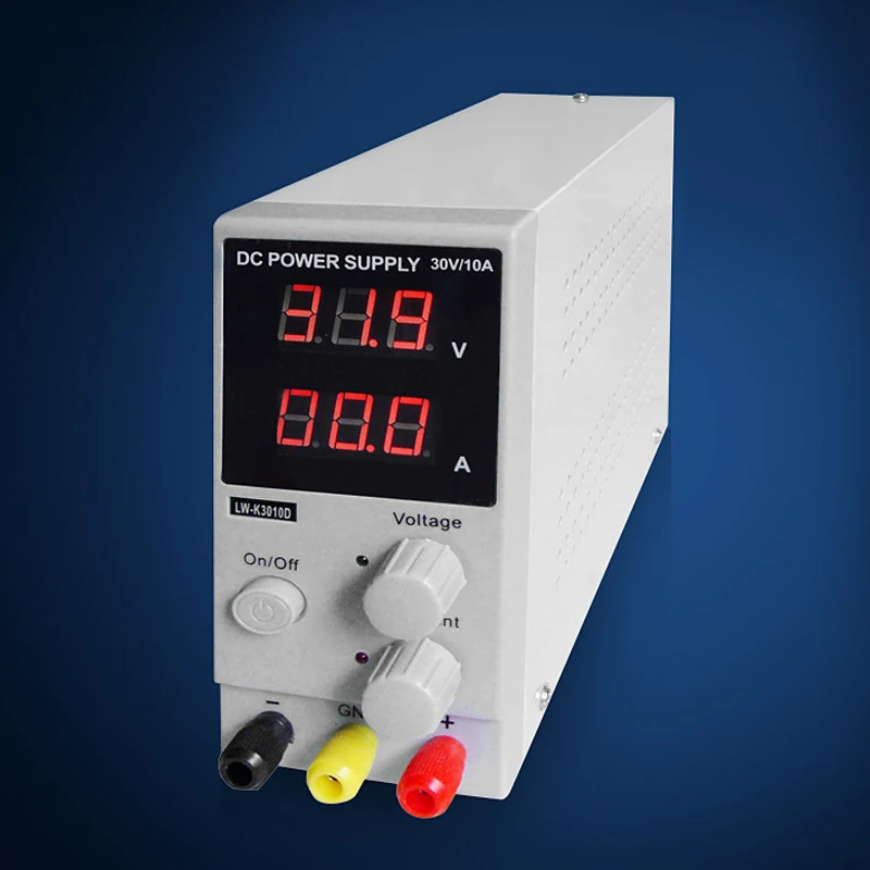 

DC Power Supply Adjustable Switching Regulated LCD Dual Digital Display 30V 10A with Power Line
