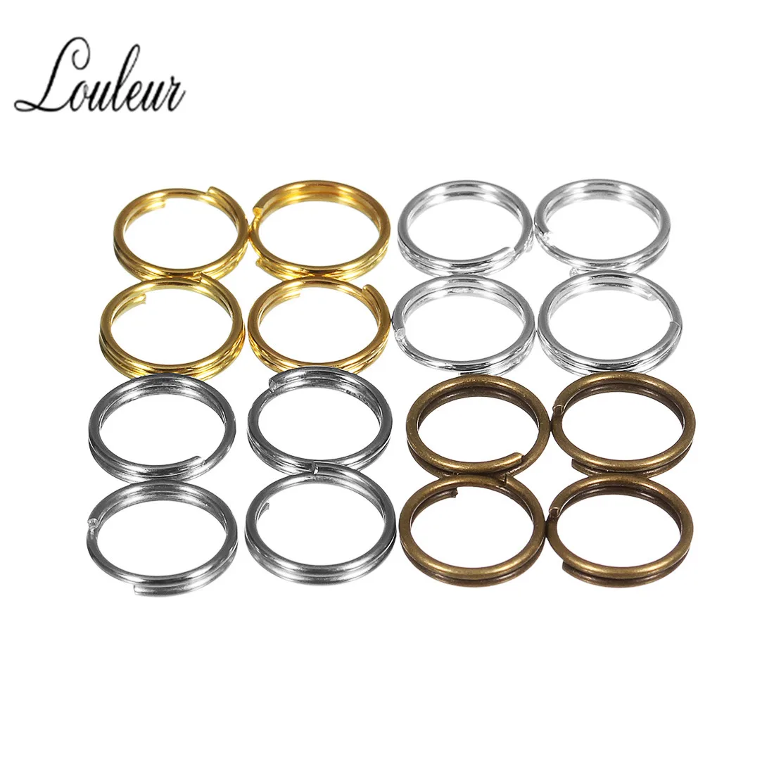 

louleur 200pcs/lot 4/5/6/8/10mm Gold Color Jump Rings & Split Ring for DIY Jewelry Finding Craft Accessory