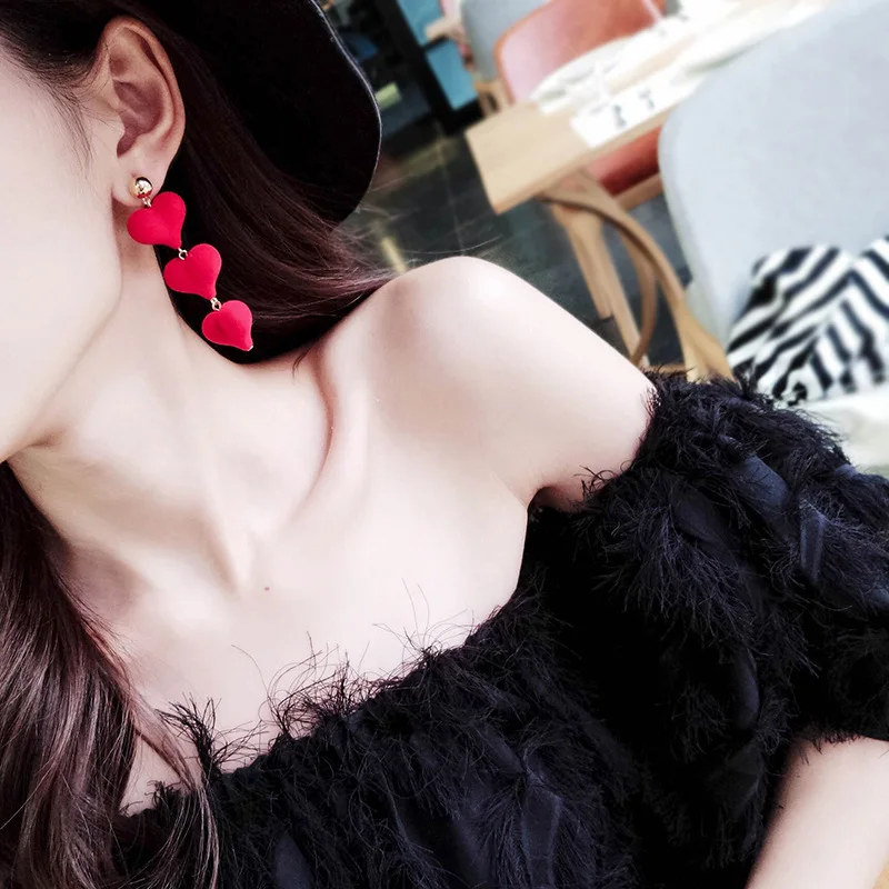 

Korean Statement Tassel Earrings DIY Concatenated Heart Dangle Drop Earrings For Women Fashion Jewelry 2019 Oorbellen Brincos