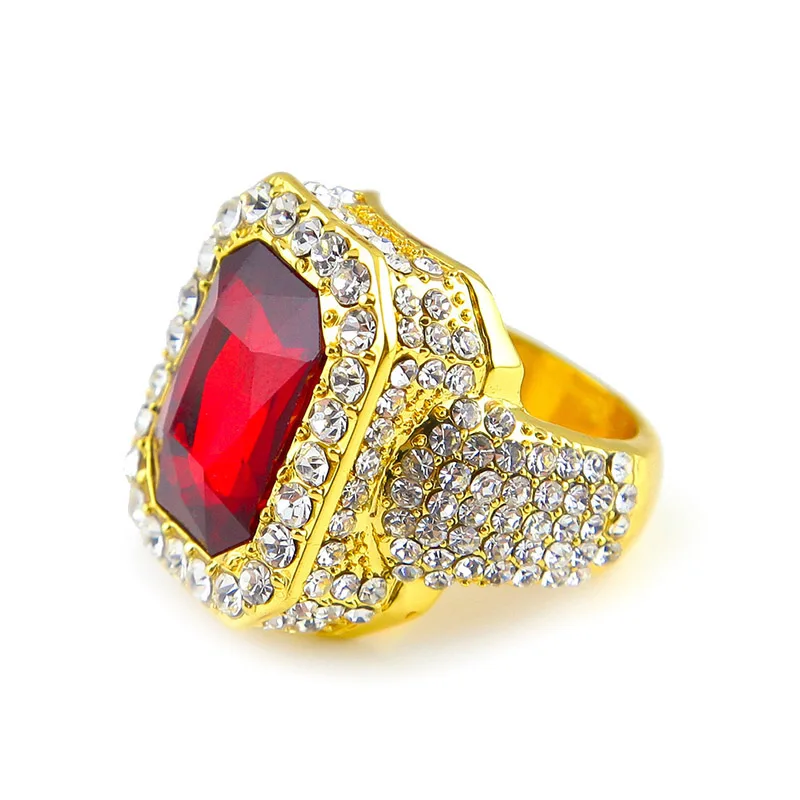 

Bling Hip hop Ring For Men Fashion Jewelry Rock Punk Style Lced Out Full Rhinestone Square Crystal Rings