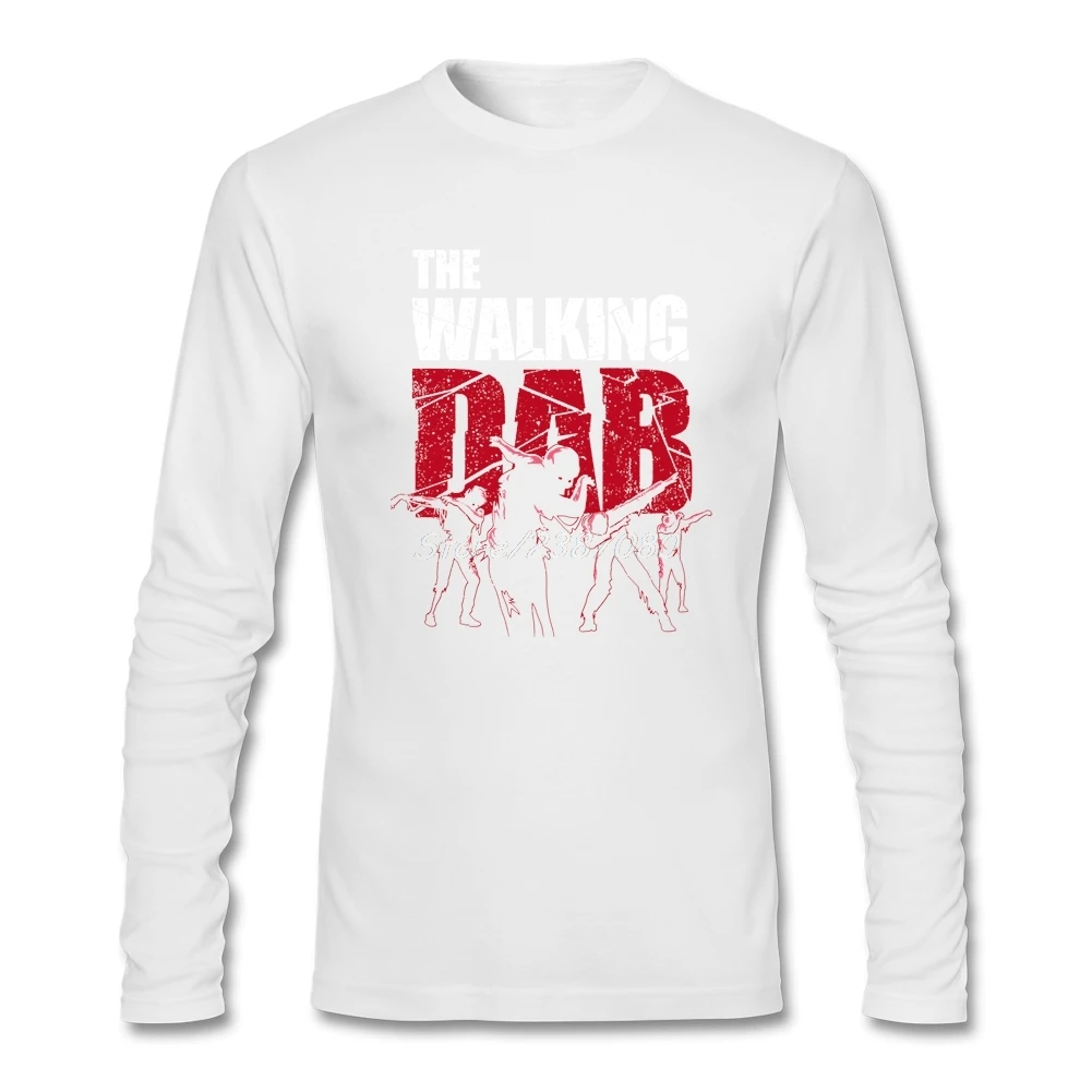 Dabbing Walking Dab Zombie футболка Хлопковая мужская футболка с круглым вырезом и длинным рукавом The Walking Dead Новинка г. Kpop футболки для мальчиков - Цвет: Белый