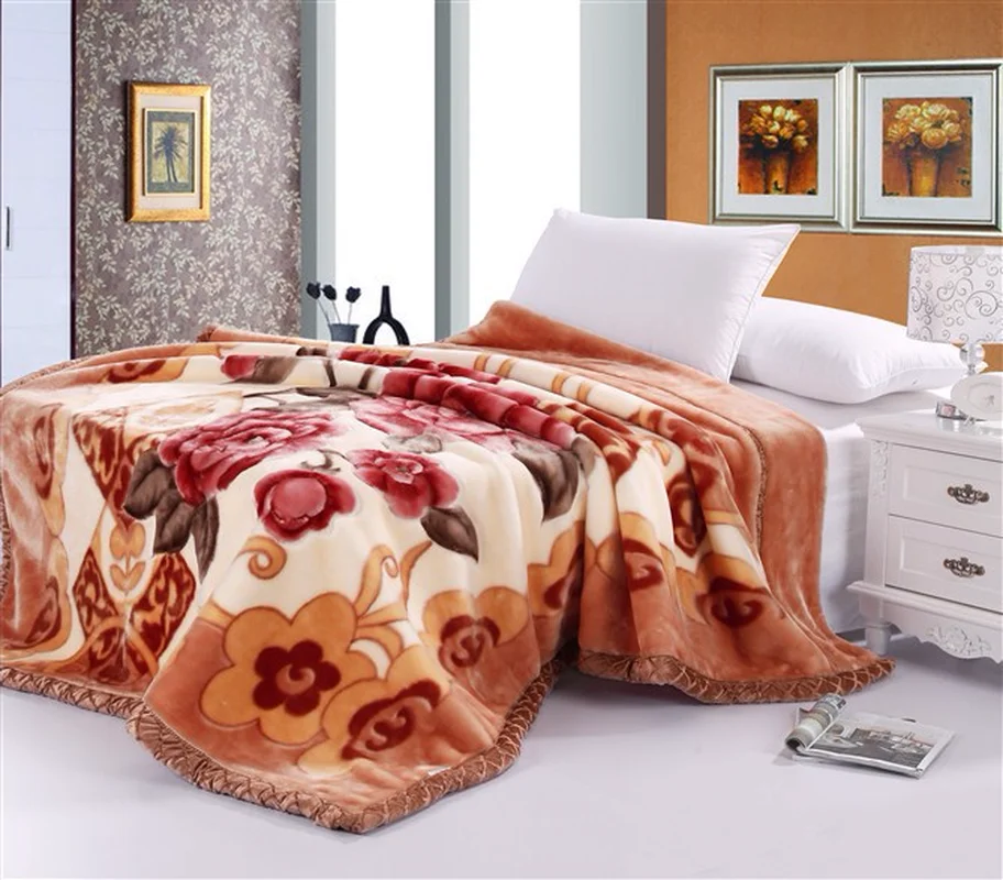 

U-miss Spring and Autumn Polyester Double-deck Raschel Blanket Mediterranean Thicken on The Beds Rectangle Soft Blanket