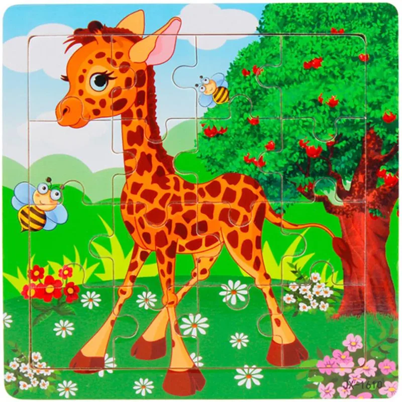 

wooden toys Puzzle by 16 pieces Educational Developmental Baby Kids Training Toy educational toys juguetes 20
