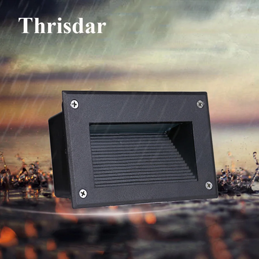 

Thrisdar 3W Outdoor LED Step Stair Light Embedded Corner Wall light IP65 Waterproof LED Footlight Aisle Step Floor Buried Lamps