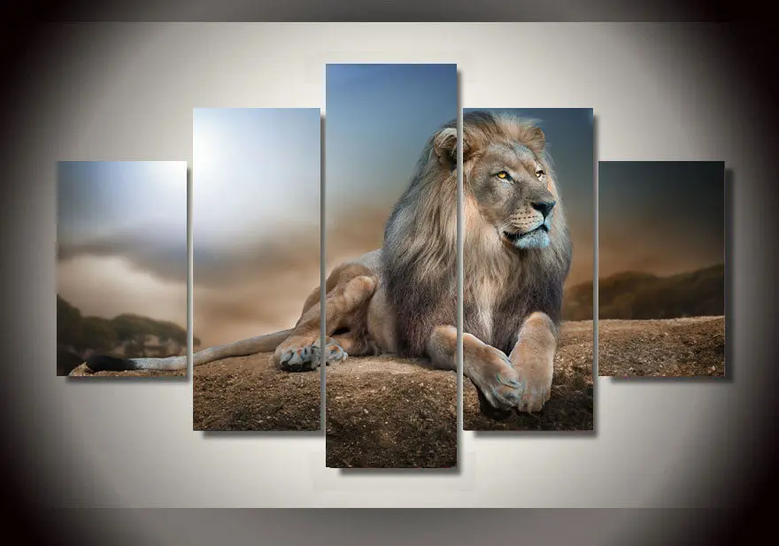 Lion Head Home Decor Best Canvas Painting Abstract Lion Sunset Landscape Wall Art Decoration Home Decor Pictures For Living Room