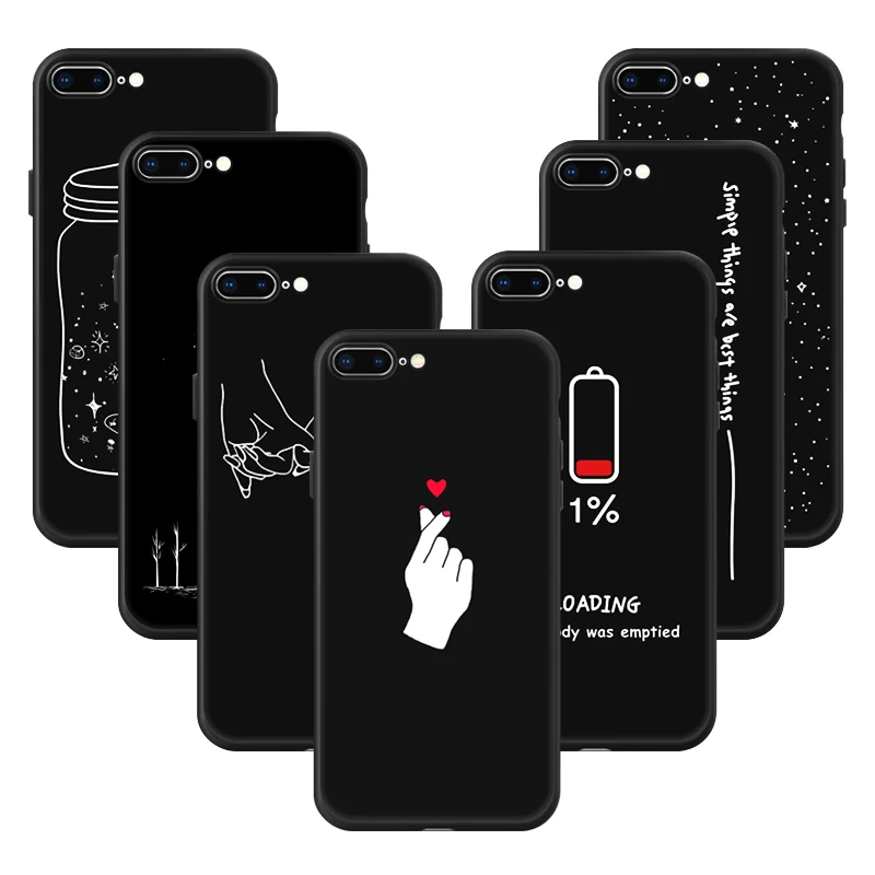 Soft TPU Pattern Matte Case For iPhone 6 6S 7 8 Plus X 5 5S SE XS Max XR Cover Cute Cartoon Love Heart Back Cover For iPhone 7 8