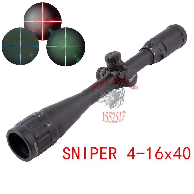 

Sniper 4-16X40 Golden Letter Airsoft Air Rifles Professional Outdoor Waterproof Green And Red Reticle Fiber Optics Sight