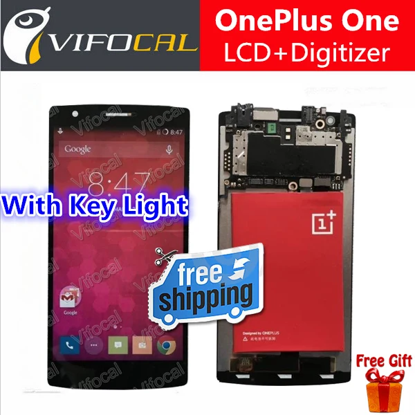 One plus One LCD Display + Touch Screen Digitizer With Key light 100% New Assembly Replacement For Oneplus Mobile Phone 5pcs lot 100% new original oneplus one lcd screen touch panel digitizer for oneplus one 64gb 16gb lcd display 100%tested