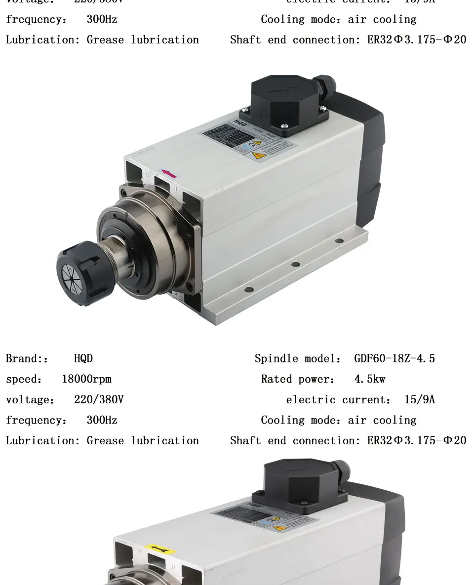 HQD Новый 4.5kw 6.0kw 7.5kw воздушный охлаждающий шпиндель мотор скоростная резьба по дереву гравировальный станок аксессуары