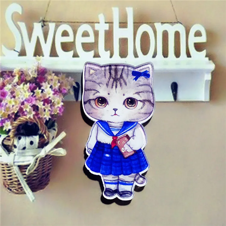 Оптовая продажа 5 шт Аниме крутой Кот Акриловые значки булавки на одежде Европа