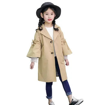 

2018 Spring Autumn Girls Trench Coat Children Clothing Girls Long Outerwear Coat Kids Windbreaker Jacket 4-13Y BC274