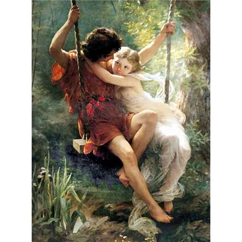 

Free shipping NEW 3D Diy Mosaic inlay 3d Painting Full Whole Square Drill Art Crafts Embroidery Icons Couple Play On The Swing