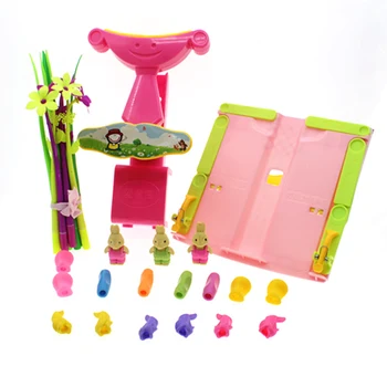 

girls sitting & writing posture corrector kits with reading stand for children's books & pencil grips & erasers school students