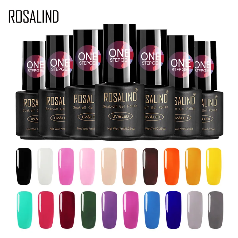 

ROSALIND 7ML Nail Gel Color One Step Nail Polish Semi Permanent Gel Varnish Manicure Primer for Nail Art Decorations