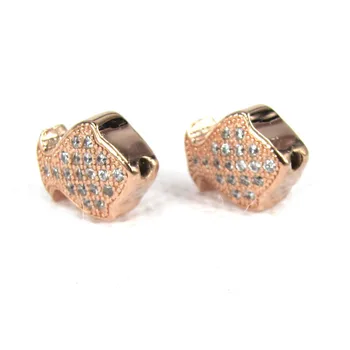 

Fashion 9*12mm18K Gold Plated Mosaic Zircon Fish Metal Beads Spacers Fit Macrame Bracelets Findings Making Free Shipping