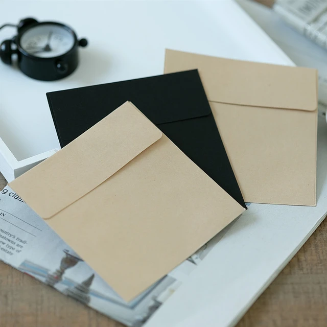 50pcs/lot Vintage Mini Envelopes 10cm*10cm Craft & Black Envelopes European  Style Envelope For