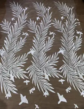 

White bridal embroidered African french lace net tulle fabric with super quality for wedding dress 5 yards/pcs