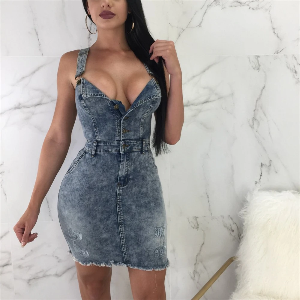 Sexy Women Blue Denim Dress Slim Jeans Dresses One-piece Cowboy Vintage Bodycon Mini Vestidos Sexy Women Blue Denim Dress Slim Jeans Dresses One-piece Cowboy Vintage Bodycon Mini Vestidos