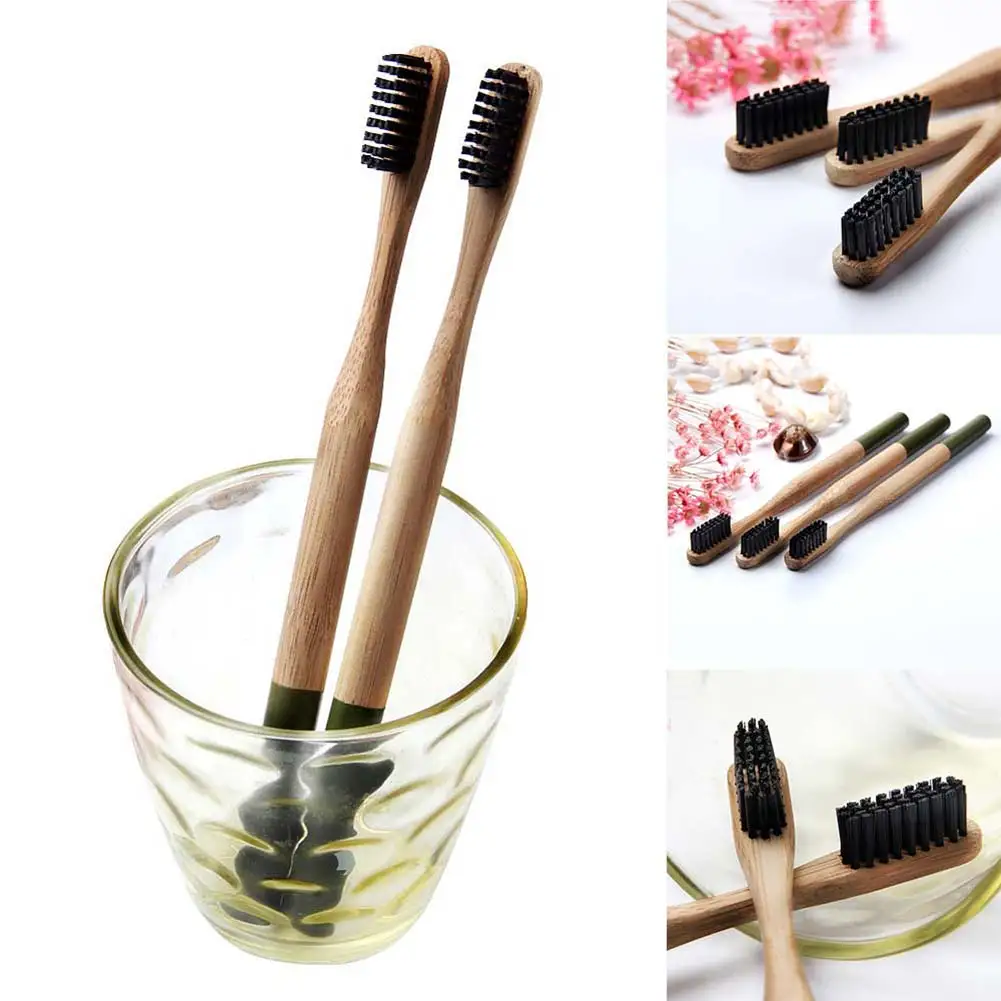 

1 Pc Eco-friendly Adult Bamboo Travel Toothbrush Green Handle Wooden Low Carbon Bamboo Kids Toothbrush Tooth Cleaning Brush