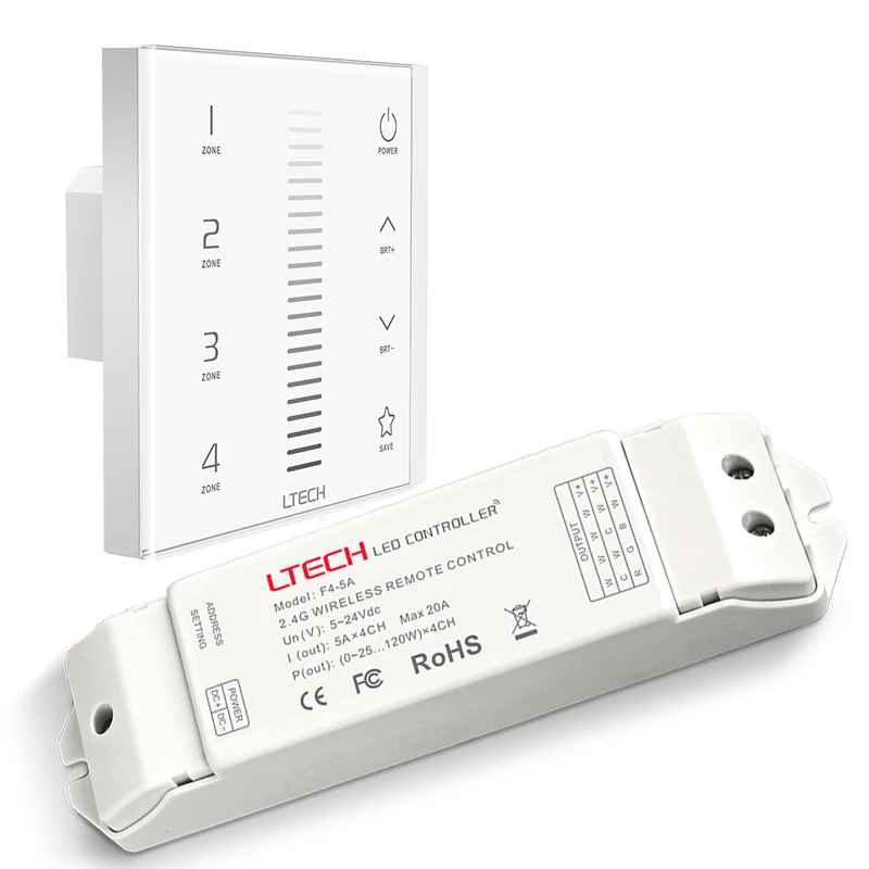 LTECH EX5 led Dimmer 220V 4 zones Multi Touch Panel Wall Mount Dimming