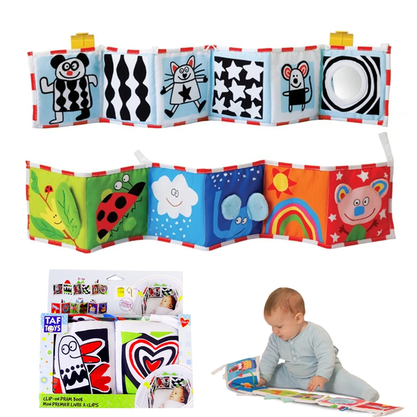 

Taf Toys Pram book Infant Montessori Educational Toy Bed Around multifunction fun and colorful Child Early Cloth Book