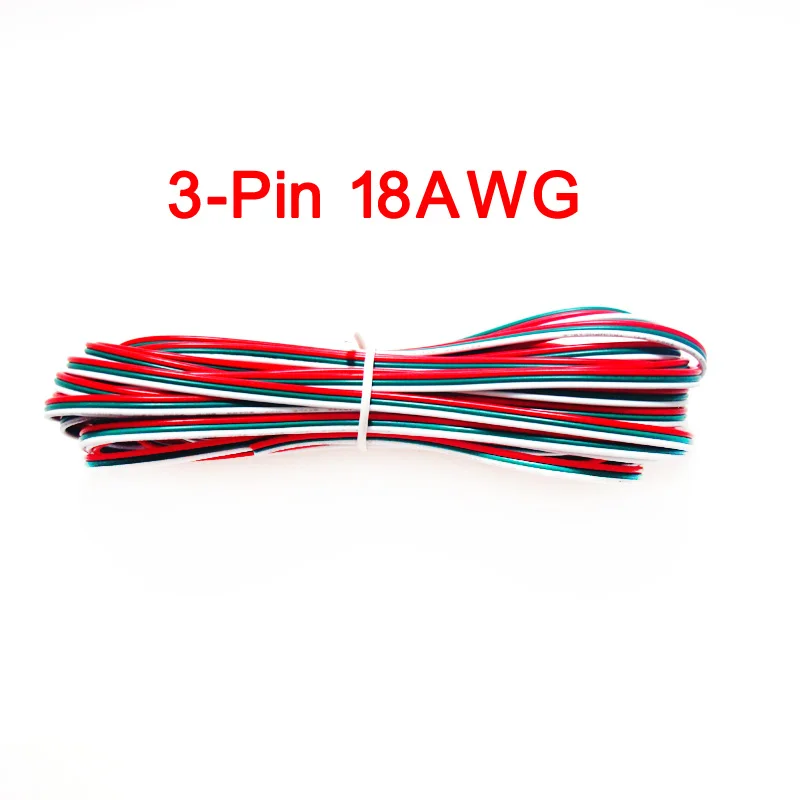 5 м 10 м 20 м 2Pin 3Pin 4Pin 5Pin 18AWG 20AWG 22AWG электрический провод кабель-удлинитель для Светодиодные ленты светильник - Цвет: 18AWG 3Pin