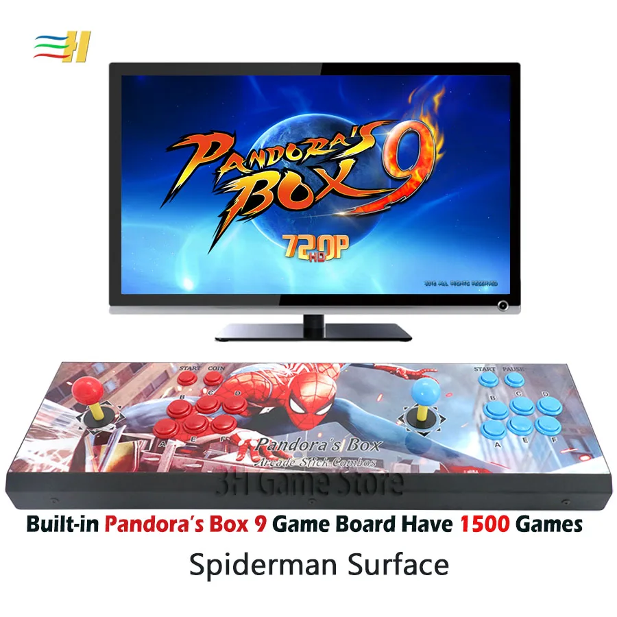 New Pandora Box 9 1500 in 1 Arcade Game iron console 2 Players stick controller console HDMI VGA USB output PS3 TV PC 5s 6s 7 8s